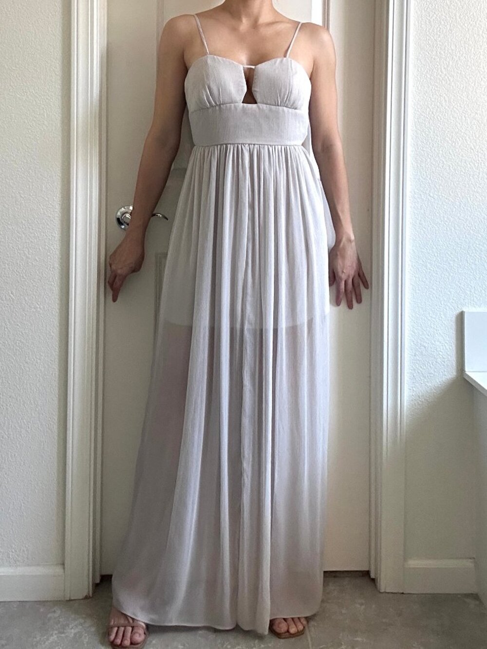 CBGeneration Open-Back Maxi Bohomian Beachy Slit Strappy Long Dress size S gray